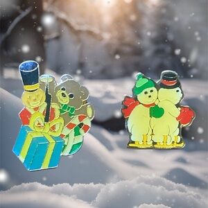 Vintage McDonald's Set Of 2 Christmas Lapel Pins